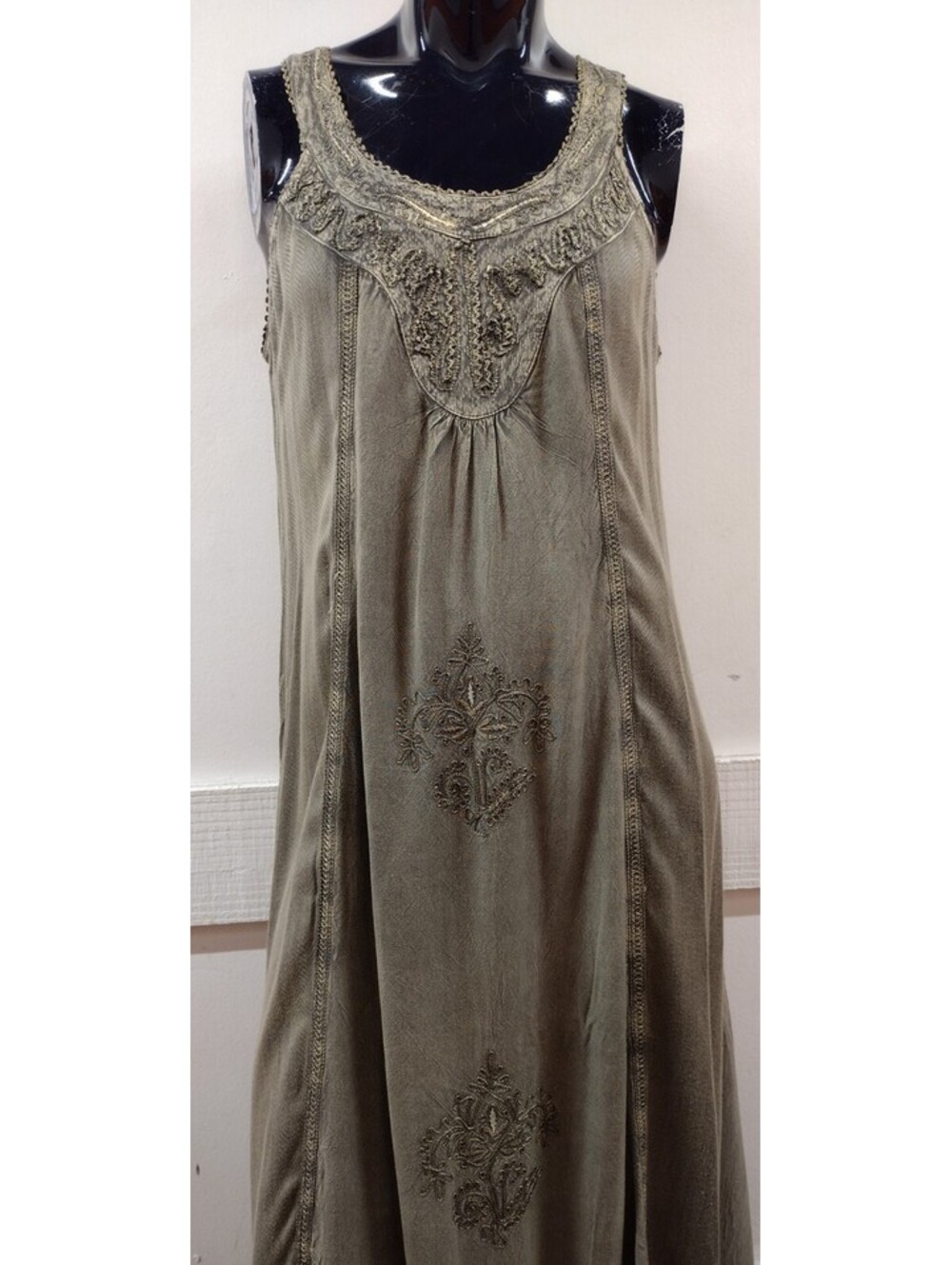 Cute Options XL Rayon Long Dress Mil Sage Green India Pakistan Middle Eastern